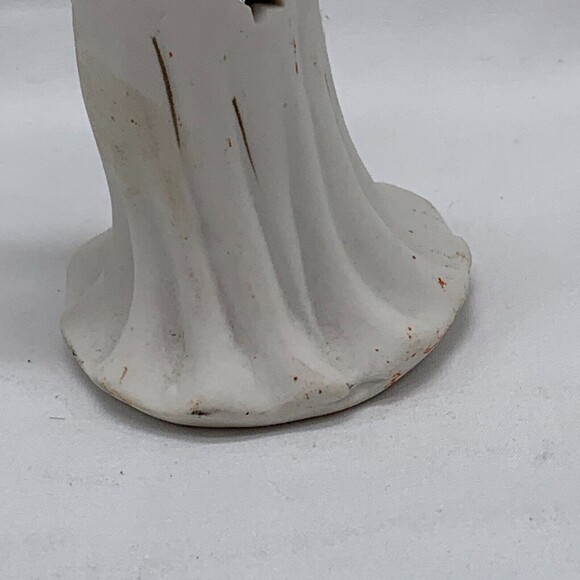 Halloween Ghost Figurine Holding a Pumpkin Seasonal Decor Autumn Ceramic - Picture 3 of 4